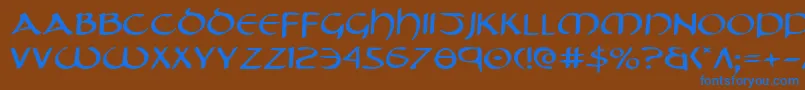 TristramExpanded Font – Blue Fonts on Brown Background