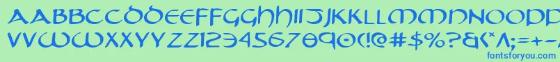 フォントTristramExpanded – 青い文字は緑の背景です。