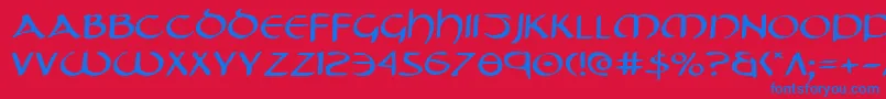 TristramExpanded Font – Blue Fonts on Red Background