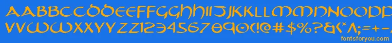 TristramExpanded Font – Orange Fonts on Blue Background