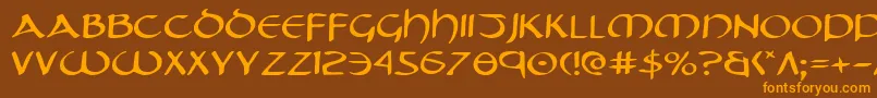 TristramExpanded Font – Orange Fonts on Brown Background