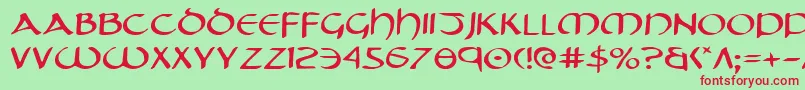 TristramExpanded Font – Red Fonts on Green Background