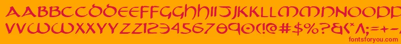 フォントTristramExpanded – オレンジの背景に赤い文字