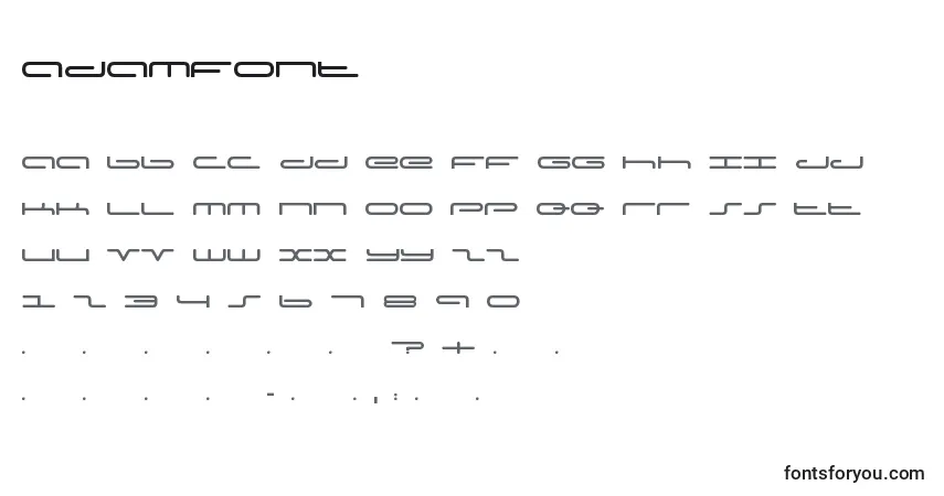 Schriftart Adamfont – Alphabet, Zahlen, spezielle Symbole