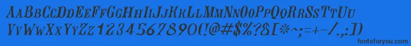 JacquesItalic Font – Black Fonts on Blue Background