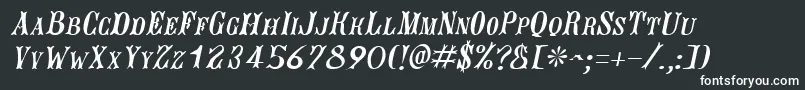 JacquesItalic-fontti – valkoiset fontit mustalla taustalla