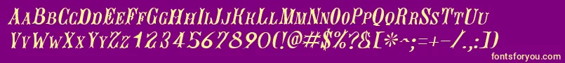 JacquesItalic Font – Yellow Fonts on Purple Background