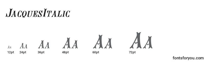Размеры шрифта JacquesItalic