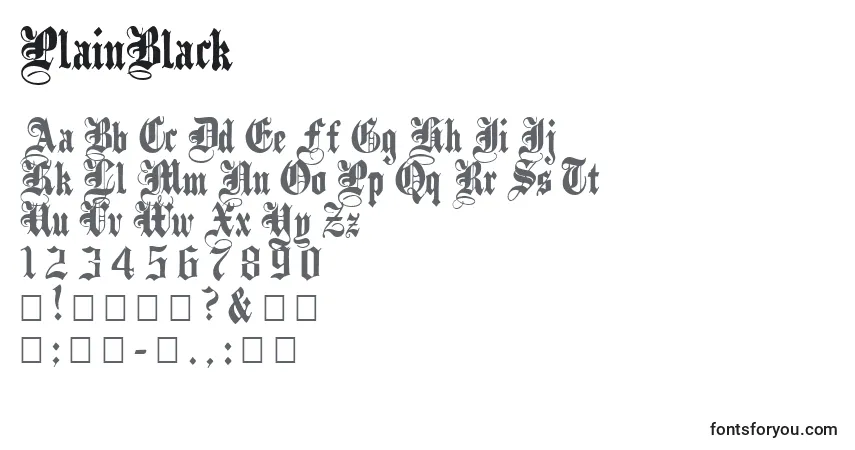 Schriftart PlainBlack – Alphabet, Zahlen, spezielle Symbole
