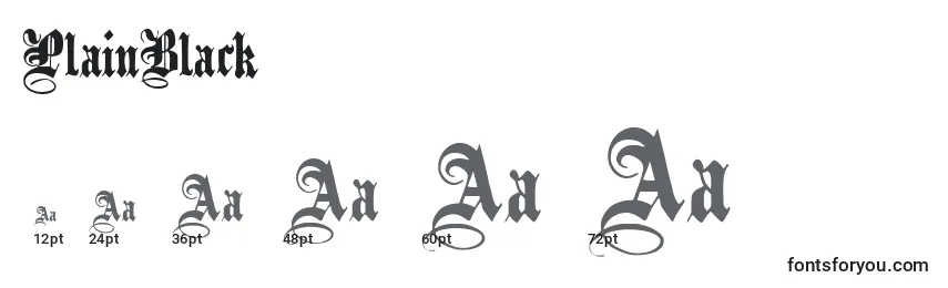 Größen der Schriftart PlainBlack