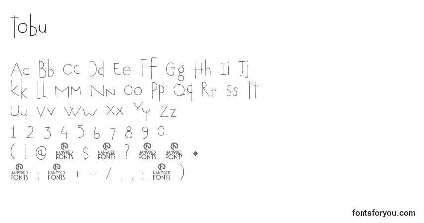 Schriftart Tobu – Alphabet, Zahlen, spezielle Symbole