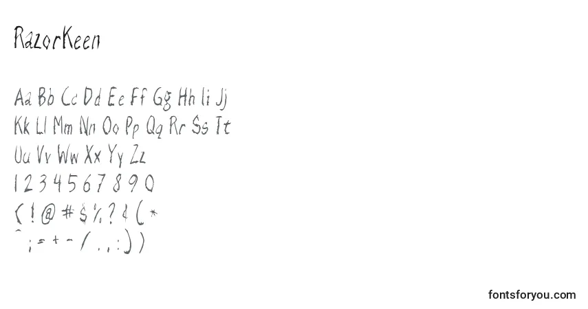 Schriftart RazorKeen – Alphabet, Zahlen, spezielle Symbole