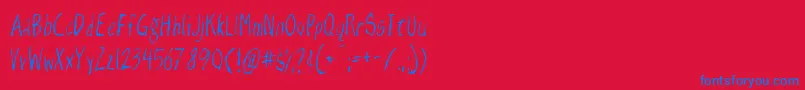 RazorKeen-Schriftart – Blaue Schriften auf rotem Hintergrund