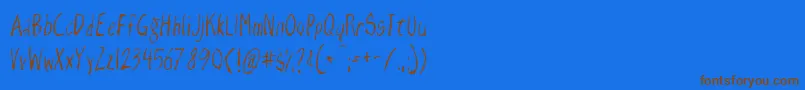 フォントRazorKeen – 茶色の文字が青い背景にあります。
