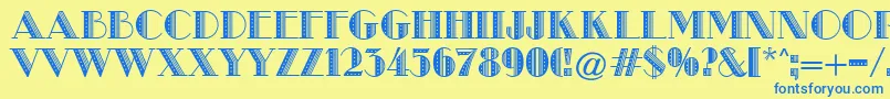 MetroRetroB Font – Blue Fonts on Yellow Background