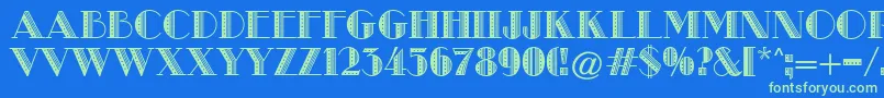 MetroRetroB Font – Green Fonts on Blue Background