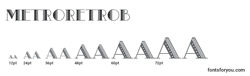 Размеры шрифта MetroRetroB