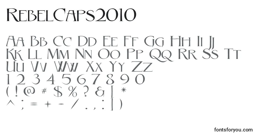 Schriftart RebelCaps2010 (62979) – Alphabet, Zahlen, spezielle Symbole