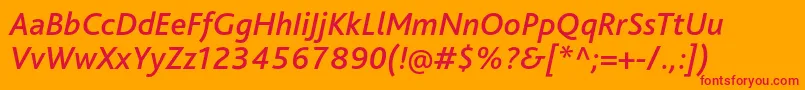 フォントBlissproMediumitalic – オレンジの背景に赤い文字
