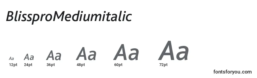 Размеры шрифта BlissproMediumitalic
