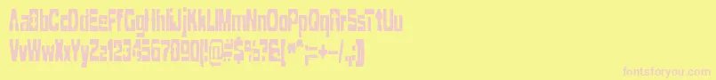 CleavedTtrBrk-fontti – vaaleanpunaiset fontit keltaisella taustalla