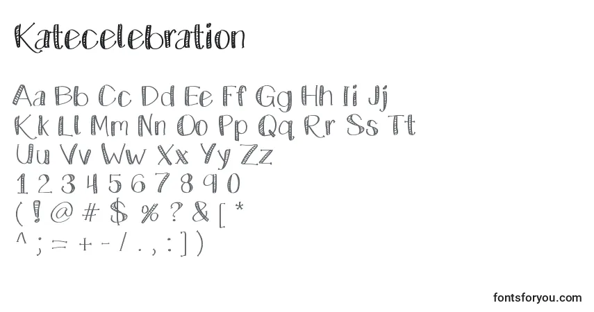 Czcionka Katecelebration – alfabet, cyfry, specjalne znaki