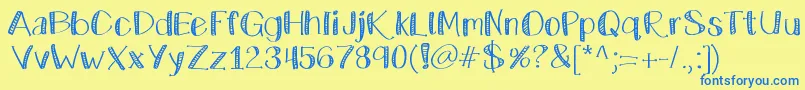 Katecelebration Font – Blue Fonts on Yellow Background