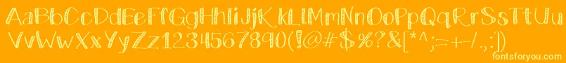 Katecelebration-Schriftart – Gelbe Schriften auf orangefarbenem Hintergrund