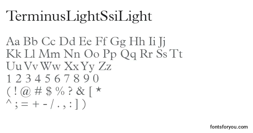 Czcionka TerminusLightSsiLight – alfabet, cyfry, specjalne znaki