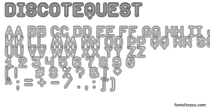 Schriftart DiscotequeSt – Alphabet, Zahlen, spezielle Symbole