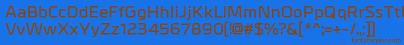 フォントMetralDemibold – 茶色の文字が青い背景にあります。