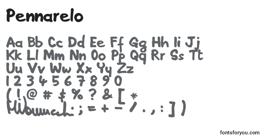 Schriftart Pennarelo – Alphabet, Zahlen, spezielle Symbole
