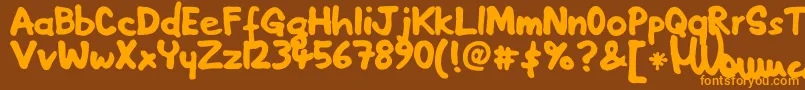 Weitere Informationen zur Pennarelo-Schriftart Pennarelo-Schriftart – Orangefarbene Schriften auf braunem Hintergrund