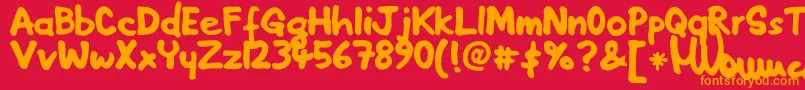 フォントPennarelo – 赤い背景にオレンジの文字