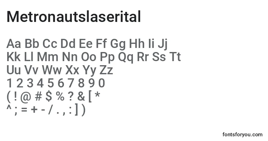 Metronautslaserital Font – alphabet, numbers, special characters