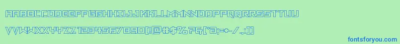 フォントVikingsquadout – 青い文字は緑の背景です。