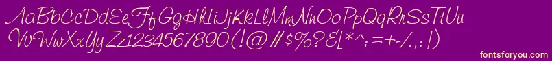 Fonte HelmsleyItalic – fontes amarelas em um fundo roxo