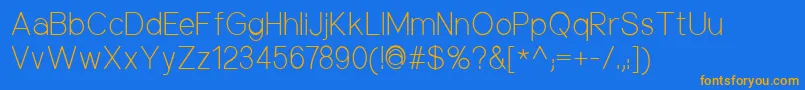 フォントNuorderLight – オレンジ色の文字が青い背景にあります。