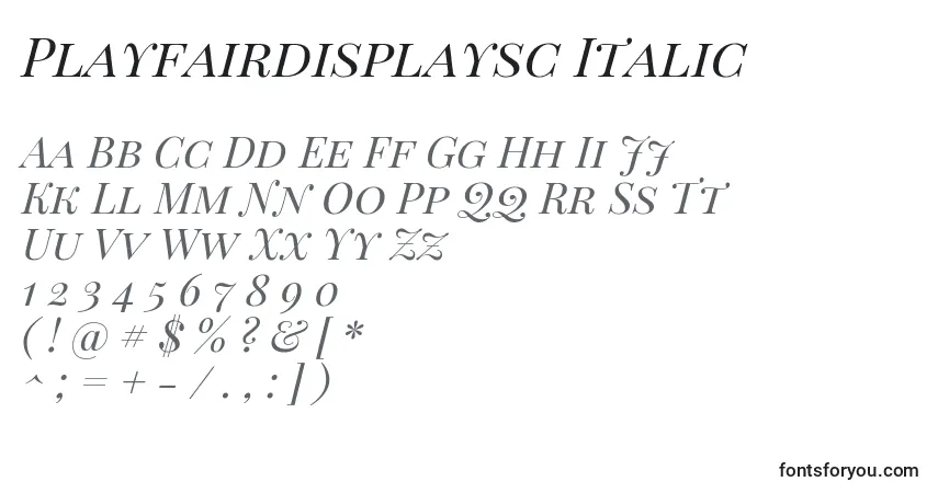 Czcionka Playfairdisplaysc Italic – alfabet, cyfry, specjalne znaki