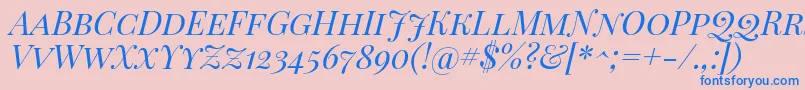 Playfairdisplaysc Italic-Schriftart – Blaue Schriften auf rosa Hintergrund