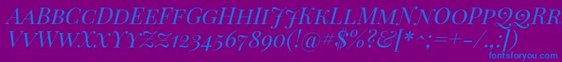 Playfairdisplaysc Italic-fontti – siniset fontit violetilla taustalla