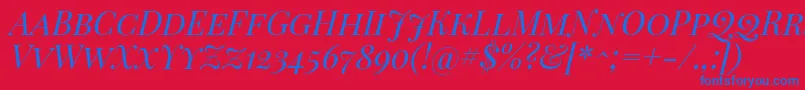 Czcionka Playfairdisplaysc Italic – niebieskie czcionki na czerwonym tle