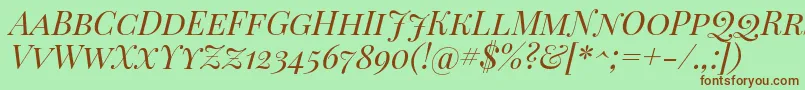 フォントPlayfairdisplaysc Italic – 緑の背景に茶色のフォント