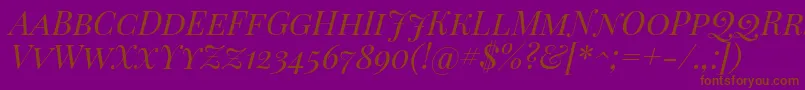 Playfairdisplaysc Italic Font – Brown Fonts on Purple Background