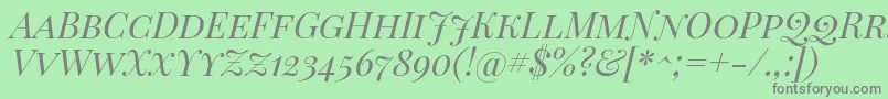 Fonte Playfairdisplaysc Italic – fontes cinzas em um fundo verde