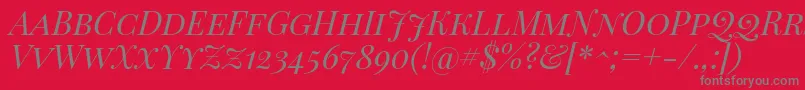 Playfairdisplaysc Italic-Schriftart – Graue Schriften auf rotem Hintergrund