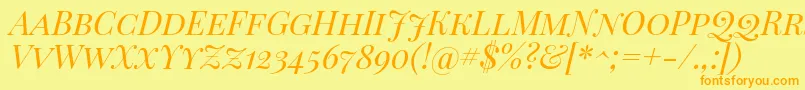 Fonte Playfairdisplaysc Italic – fontes laranjas em um fundo amarelo