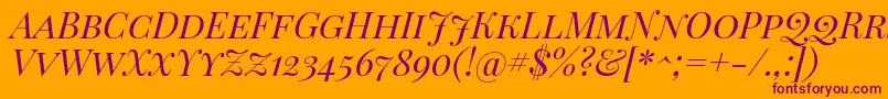 Fonte Playfairdisplaysc Italic – fontes roxas em um fundo laranja