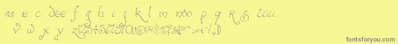 フォントBilbofine – 黄色の背景に灰色の文字