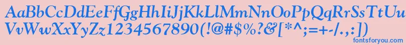 GoudyBoldItalic-fontti – siniset fontit vaaleanpunaisella taustalla